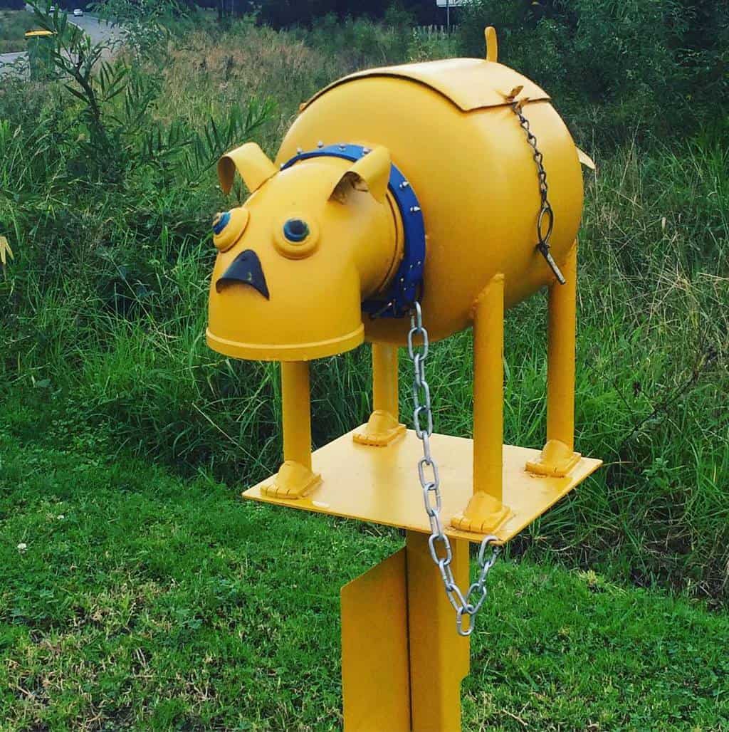 Super yellow dog letterbox