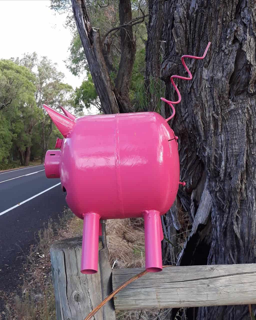 Very pink pig letterbox