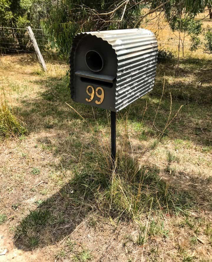 Corrugated iron letterbox in the country